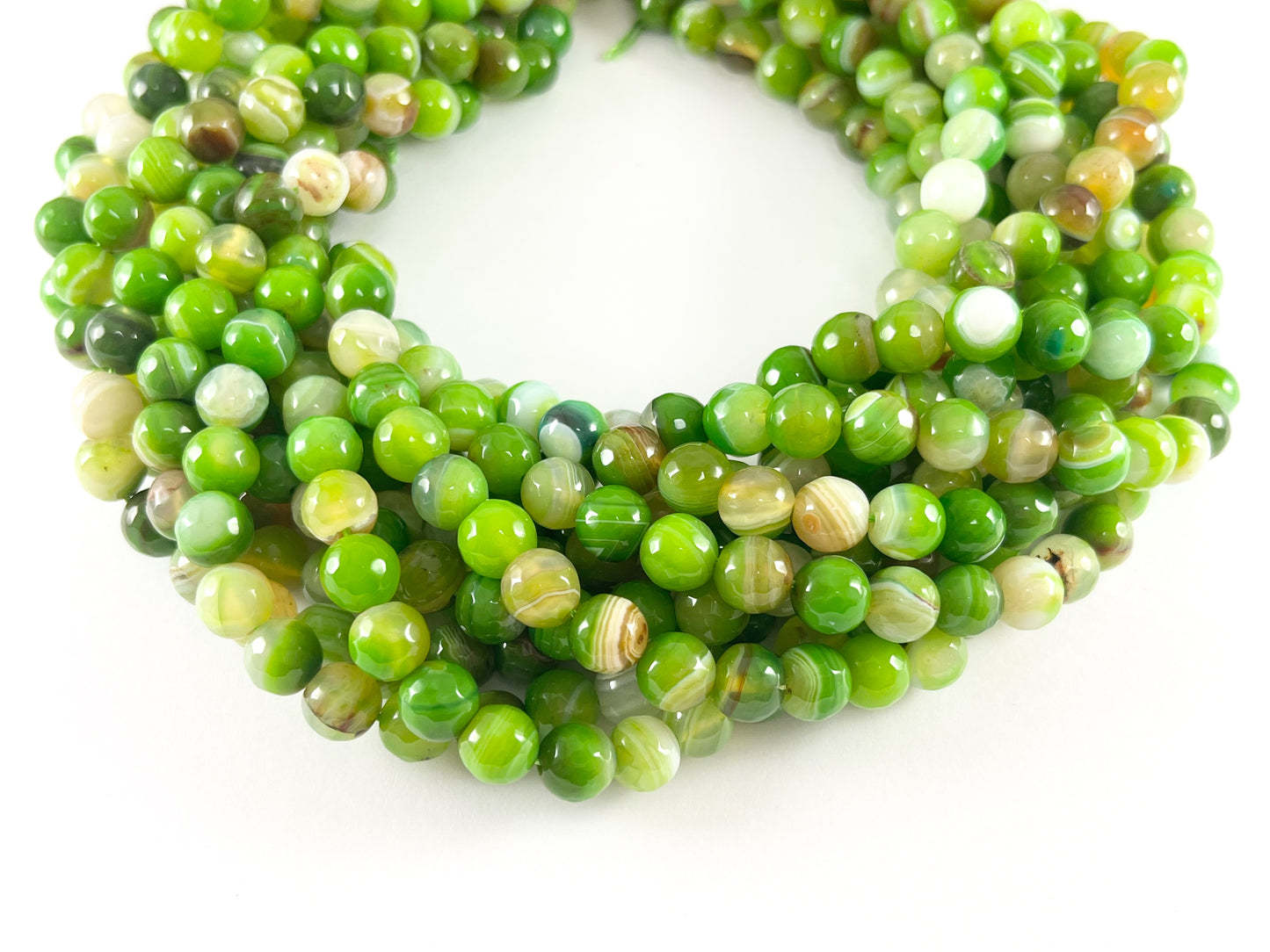 Bright Green Color Sardonyx Dyed Agate Round Faceted Shiny Natural Stone Beads Beads 4mm 6mm 8mm 10mm Around 14-15"