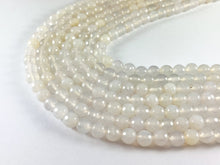 Cargar imagen en el visor de la galería, Cloudy Cream Color Dyed Agate Round Faceted Natural Stone Beads Beads 4mm 6mm 8mm 10mm 12mm Around 14-15&quot;
