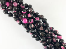 Load image into Gallery viewer, High Quality  Black Pink Dyed Agate Round Faceted Natural Stone Beads Beads Around 15&quot;
