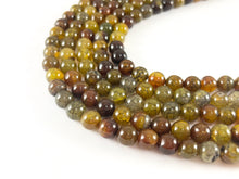 Load image into Gallery viewer, High Quality Greenish Brown Color Dyed Agate Round Smooth Natural Stone Beads 4mm 6mm 8mm 10mm 12mm 14mm Around 14-15&quot;
