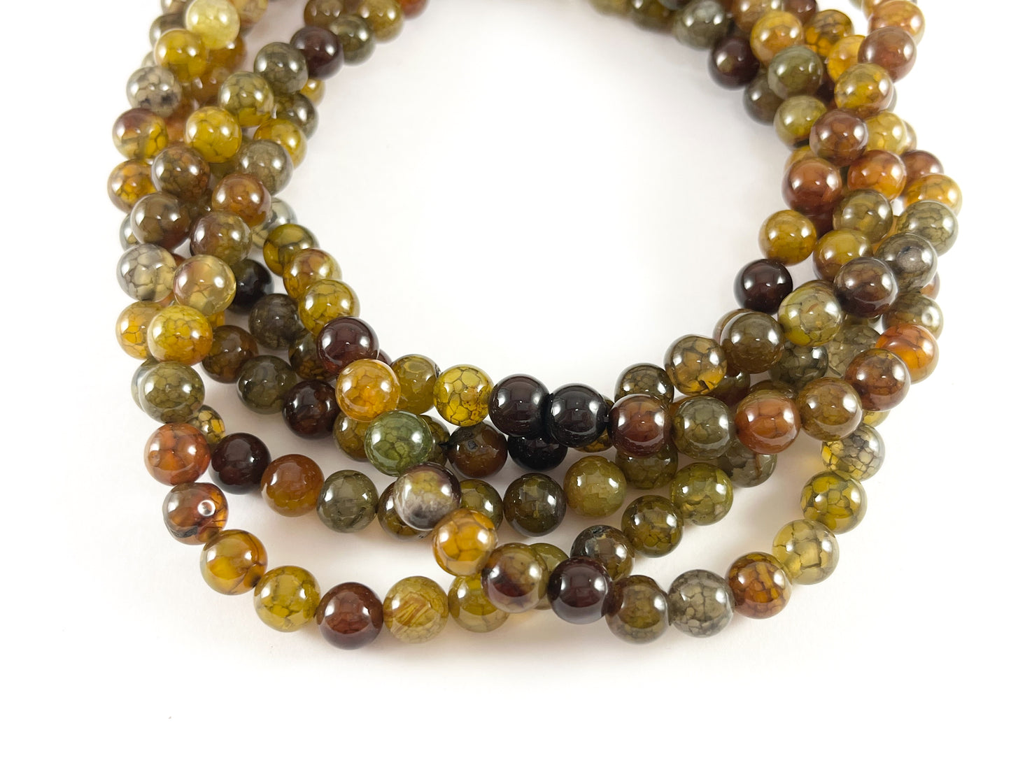 Ágata teñida de Color marrón verdoso de alta calidad, cuentas redondas de piedra Natural lisa, 4mm, 6mm, 8mm, 10mm, 12mm, 14mm alrededor de 14-15"