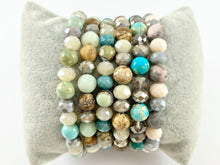 Load image into Gallery viewer, 8mm Assorted Natural Stone with Shiny Crystals Stretchy Bracelets Enamel Agate/ Picture Jasper/ Amazonite/ Variscite/ Pink Zebra
