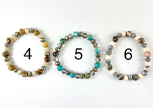 Load image into Gallery viewer, 8mm Assorted Natural Stone with Shiny Crystals Stretchy Bracelets Enamel Agate/ Picture Jasper/ Amazonite/ Variscite/ Pink Zebra
