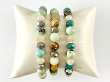 Load image into Gallery viewer, 8mm Assorted Natural Stone with Shiny Crystals Stretchy Bracelets Enamel Agate/ Picture Jasper/ Amazonite/ Variscite/ Pink Zebra
