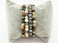 Load image into Gallery viewer, 6mm Assorted Stone with Crystals Stretchy Bracelets Picture Jasper/ Amazonite/ Variscite/ Pink Zebra/ Tibetan Agate/ Silver Crazy Lace Agate
