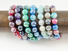 Load image into Gallery viewer, 10mm Electroplated Sardonyx Shiny Polished Faceted Round Agate Stretchy Bracelets Hot Pink/ Purple/ Green/ Blue/ Aqua/ Brown/ Multicolor
