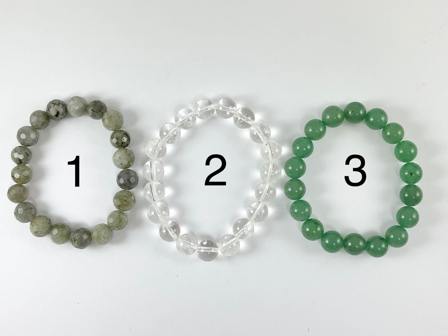 10mm Natural Stone Stretchy Bracelets Hand Cut Labradorite/ Clear Crackle Quartz/ Green Aventurine/ Aqua Terra/ Sodalite/ Coral Fossil