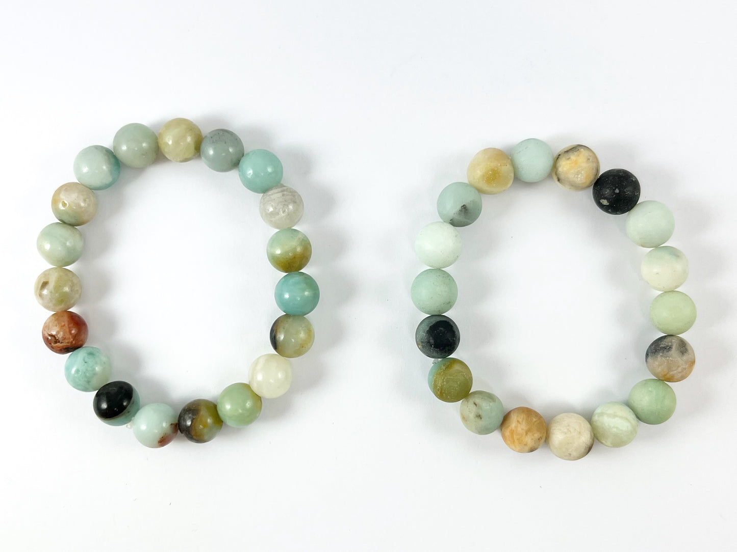 10mm Natural Stone Smooth Shiny and Matte Stretchy Bracelets Rose Quartz/ Amazonite