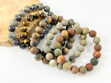 Load image into Gallery viewer, 10mm Natural Stone Shiny and Matte Stretchy Bracelets Faceted Black Labradorite/ Tiger&#39;s Eye/ Matte Artistic Jasper/ Matte Picasso Jasper
