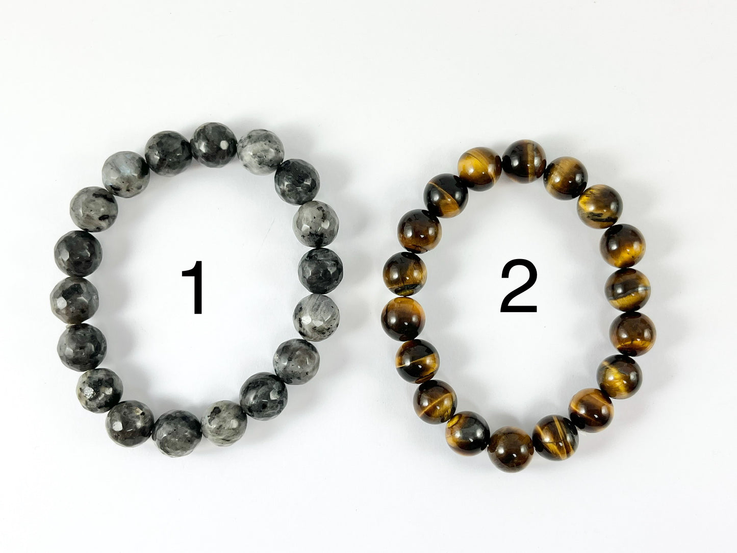 10mm Natural Stone Shiny and Matte Stretchy Bracelets Faceted Black Labradorite/ Tiger's Eye/ Matte Artistic Jasper/ Matte Picasso Jasper