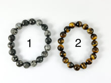 Load image into Gallery viewer, 10mm Natural Stone Shiny and Matte Stretchy Bracelets Faceted Black Labradorite/ Tiger&#39;s Eye/ Matte Artistic Jasper/ Matte Picasso Jasper
