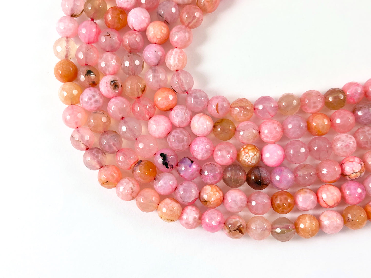 Cuentas de piedra natural facetadas redondas de ágata teñida de color rosa brillante de alta calidad, 6mm, 8mm, 10mm, 12mm, alrededor de 15"