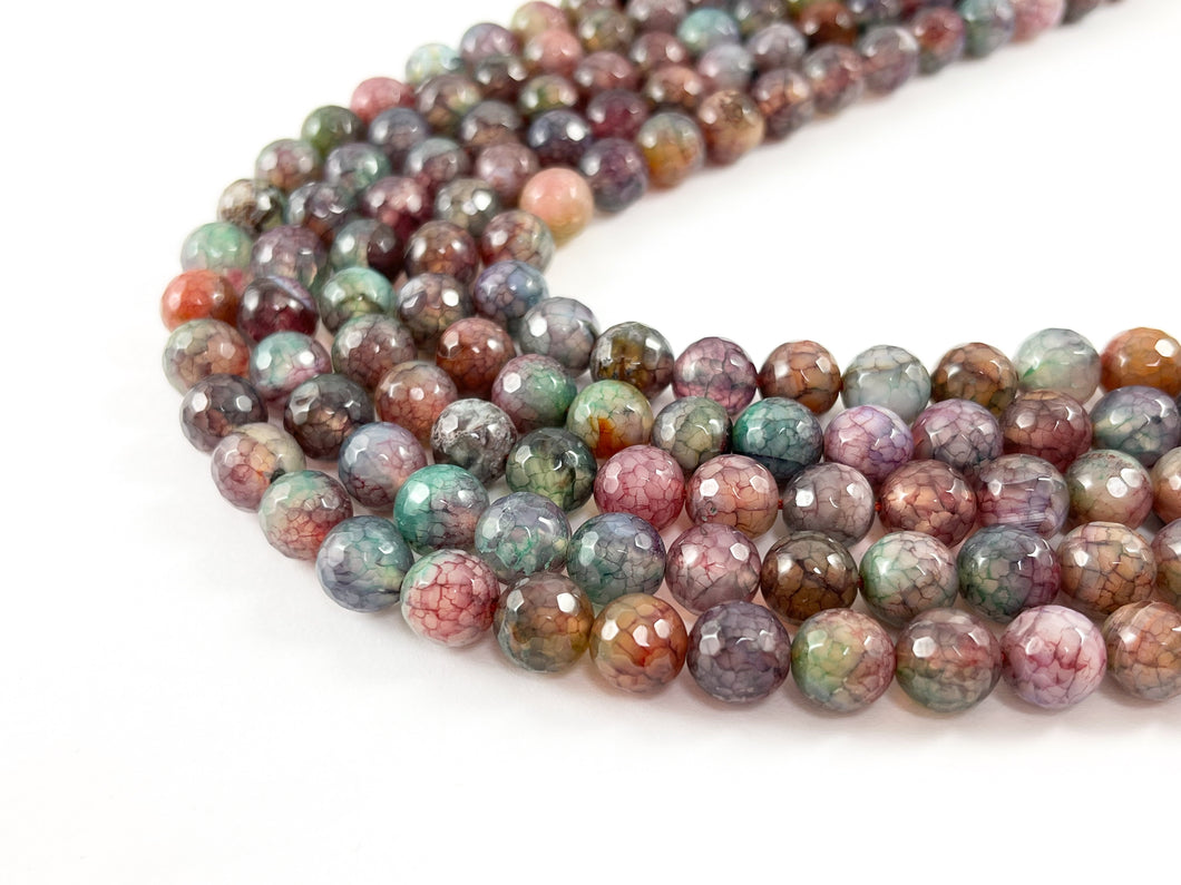 High Quality Multicolor Dyed Agate Round Faceted Natural Stone Beads  6mm 8mm 10mm 12mm 14mm Around 15