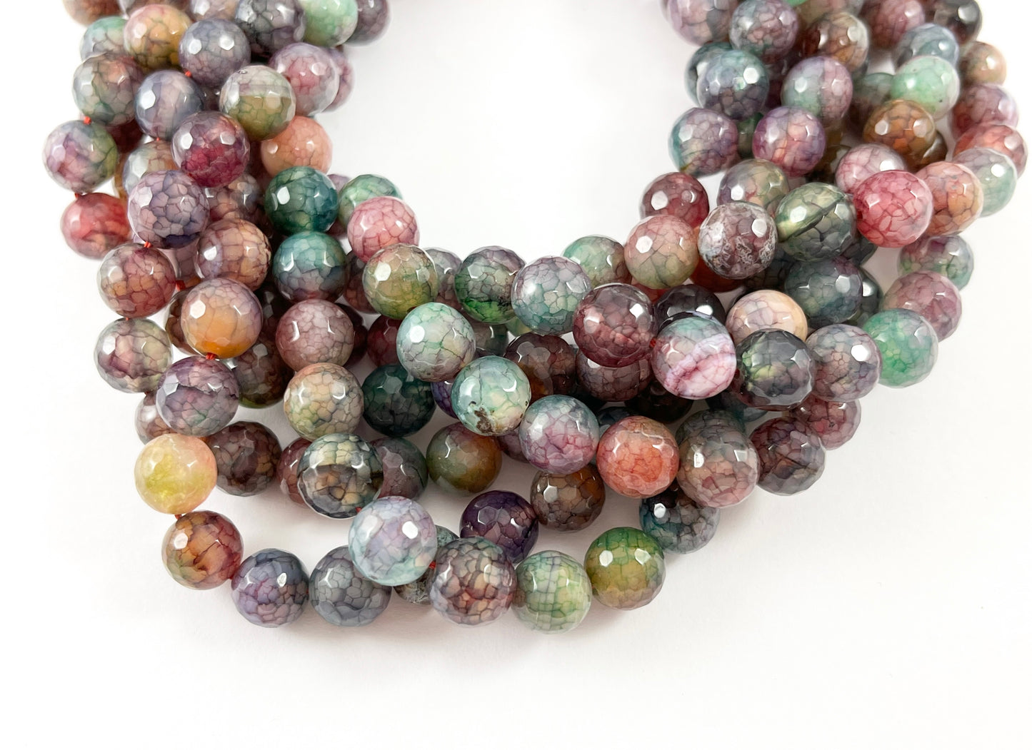 Cuentas de piedra Natural facetadas redondas de ágata teñida Multicolor de alta calidad 6mm 8mm 10mm 12mm 14mm alrededor de 15"