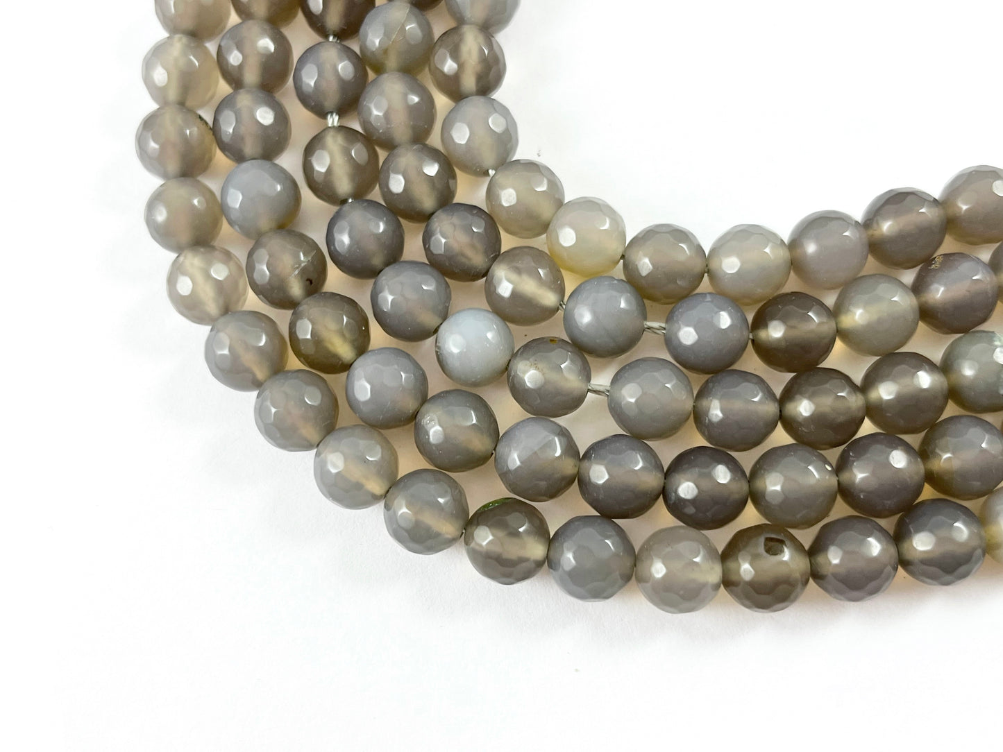 Cuentas de piedra Natural facetadas redondas de ágata teñida de gris de alta calidad, 6mm, 8mm, 10mm, 12mm, 14mm, alrededor de 15"