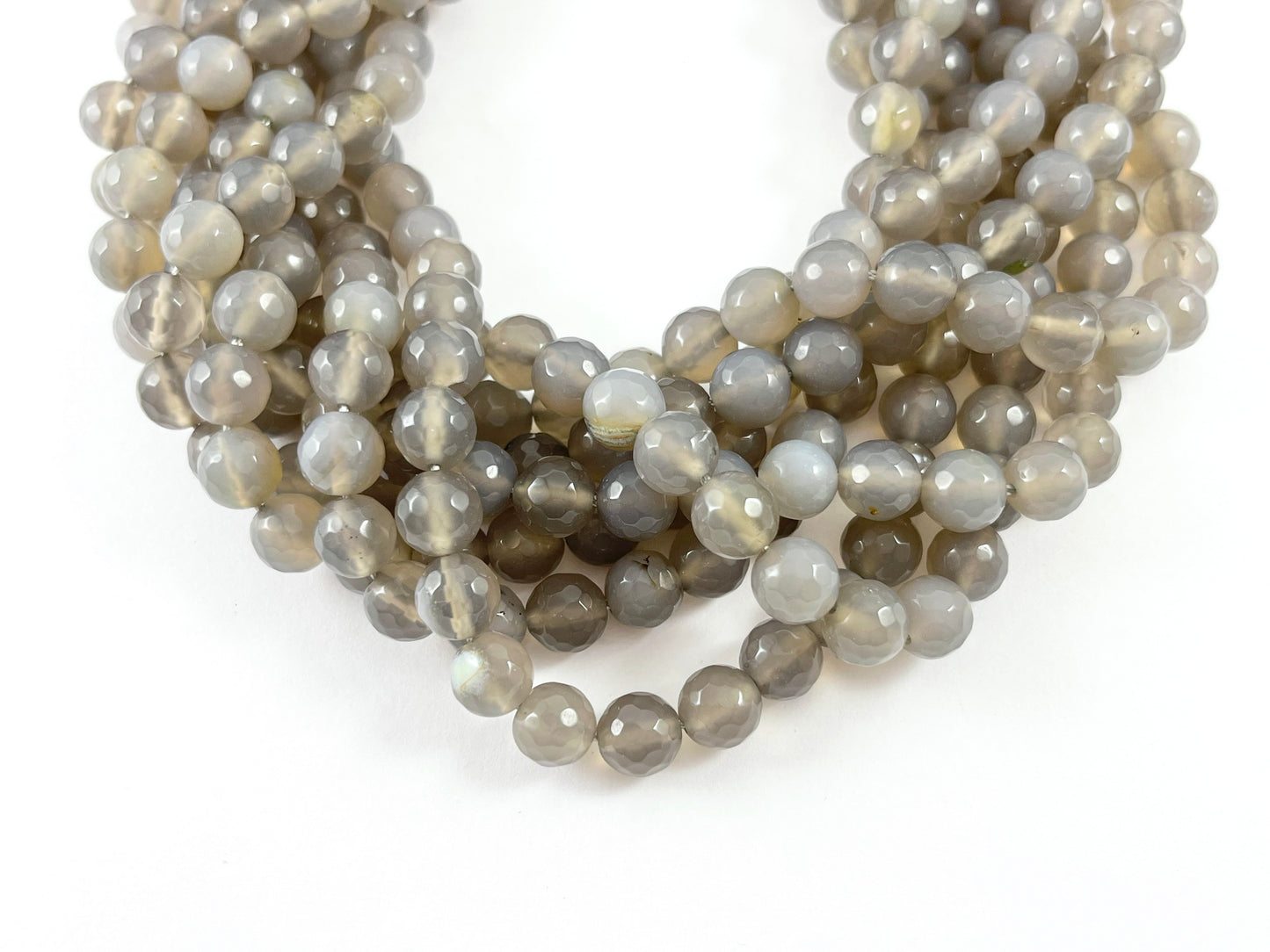 Cuentas de piedra Natural facetadas redondas de ágata teñida de gris de alta calidad, 6mm, 8mm, 10mm, 12mm, 14mm, alrededor de 15"