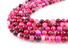 Load image into Gallery viewer, High Quality Hot Pink Sardonyx Dyed Agate Round Faceted Natural Stone Beads  4mm 6mm 8mm 10mm 12mm Around 15&quot;
