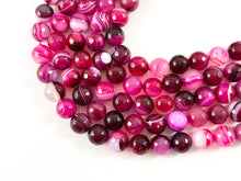 Load image into Gallery viewer, High Quality Hot Pink Sardonyx Dyed Agate Round Faceted Natural Stone Beads  4mm 6mm 8mm 10mm 12mm Around 15&quot;
