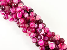 Load image into Gallery viewer, High Quality Hot Pink Sardonyx Dyed Agate Round Faceted Natural Stone Beads  4mm 6mm 8mm 10mm 12mm Around 15&quot;
