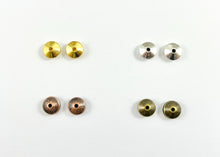 Load image into Gallery viewer, 4x8mm Pewter Shiny Smooth Saucer Spacer Beads Gold, Silver, Antique Bronze, Antique Copper 125 Grams Bag
