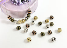 Load image into Gallery viewer, 6x7mm Pewter Rondelle Spacer Beads Antique Gold, Silver, Bronze, Copper 125 Grams Bag
