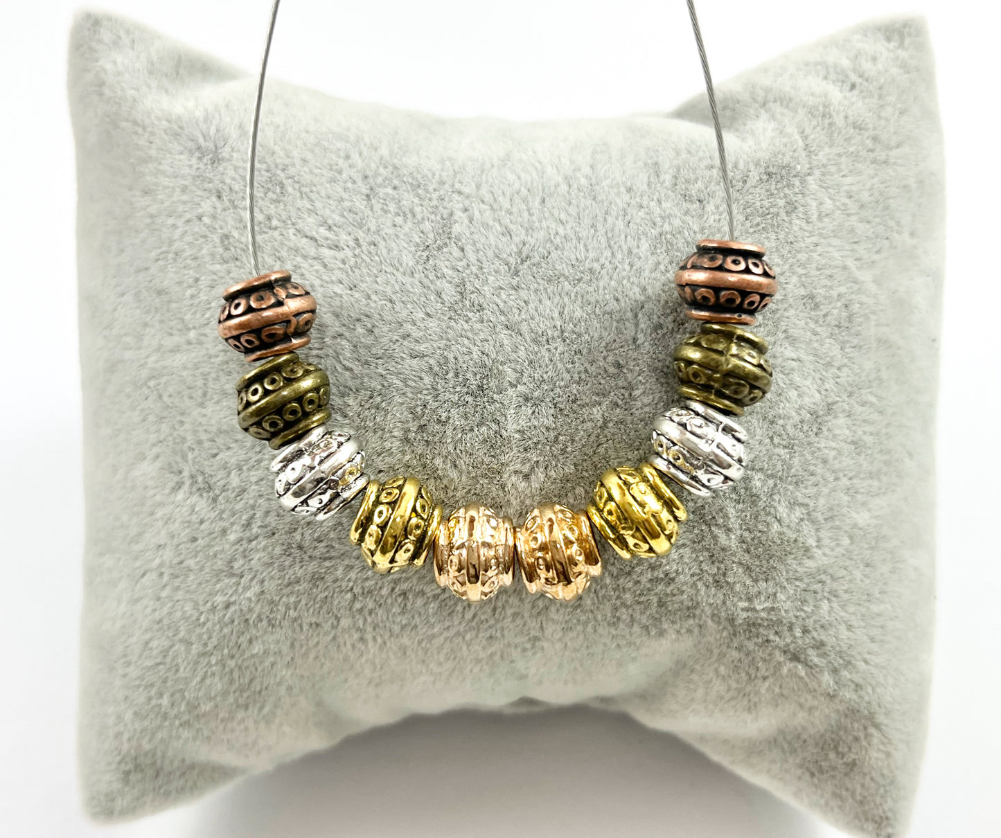 7x9mm Pewter Rondelle Large Hole Spacer Beads Antique Gold, Rosy Gold, Silver, Bronze, Copper 125 Grams Bag