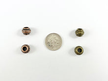 Load image into Gallery viewer, 7x9mm Pewter Rondelle Large Hole Spacer Beads Antique Gold, Rosy Gold, Silver, Bronze, Copper 125 Grams Bag
