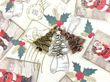 Load image into Gallery viewer, 18x29mm Pewter Christmas Tree Charm in Antique Silver, Copper and Brass 125 Grams Bag
