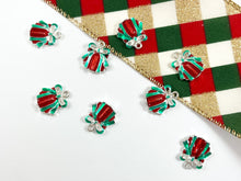 Load image into Gallery viewer, 17x19mm Pewter Enamel Christmas Red &amp; Green Silver Gift Box Charm 24PCS
