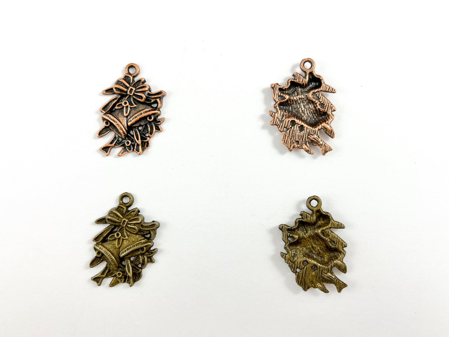 17x25mm Pewter Christmas Jingle Bell Charm Holiday Bells Charm in Antique Copper and Brass | Bulk Option Available