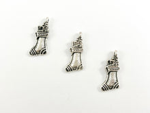 Load image into Gallery viewer, 11x24mm Christmas Stockings Charms Pewter Silver Holiday Charms Holiday Jewelry Making 60 PCS
