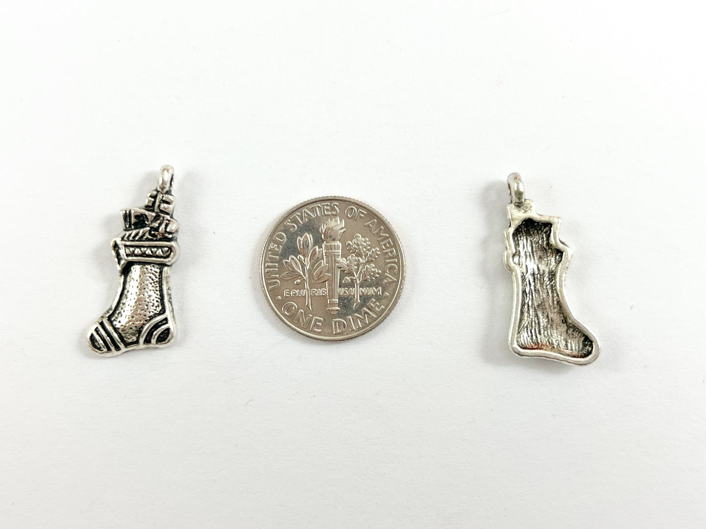 11x24mm Christmas Stockings Charms Pewter Silver Holiday Charms Holiday Jewelry Making 60 PCS