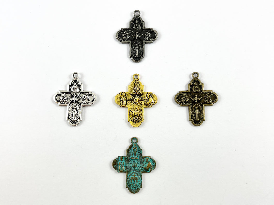 23x30mm Pewter Religious Cross Pendants Bulk Order in Antique Gold, Silver, Gunmetal, Brass and Patina