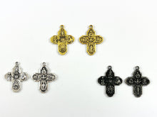 Load image into Gallery viewer, 23x30mm Pewter Religious Cross Pendants Bulk Order in Antique Gold, Silver, Gunmetal, Brass and Patina
