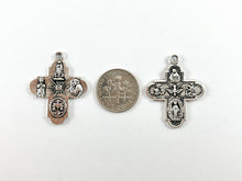 Load image into Gallery viewer, 23x30mm Pewter Religious Cross Pendants Bulk Order in Antique Gold, Silver, Gunmetal, Brass and Patina
