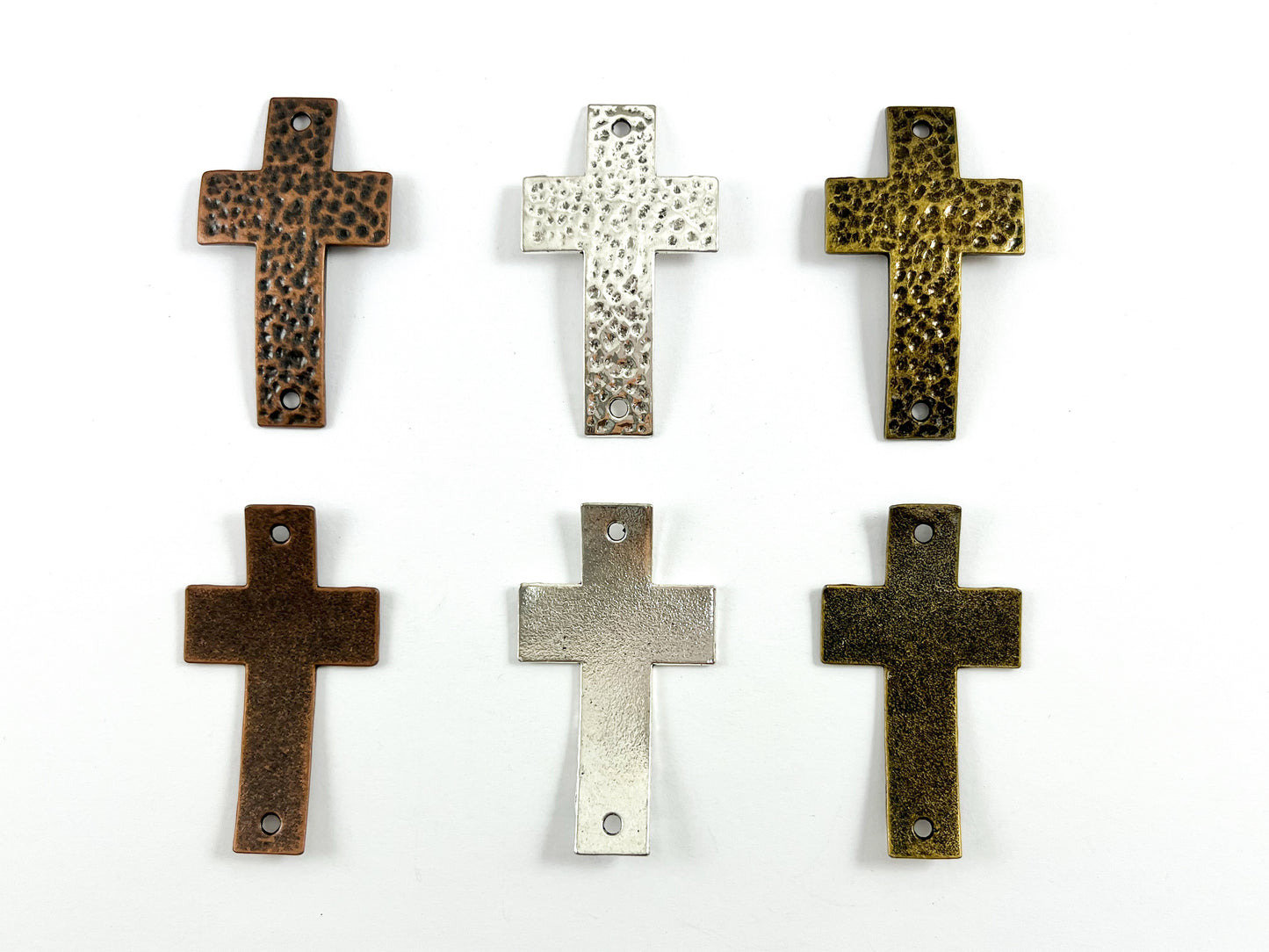 28x49mm Pewter Curved Cross Connectors Hammered Religious Cross Pendants Bulk Order in Antique Copper, Silver, Bronze, Patina