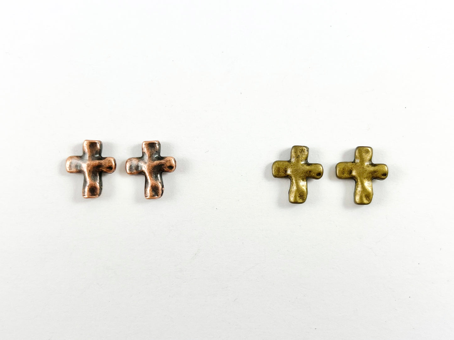 12x13mm Bulk Order Pewter Small Cross Spacer Beads Antique Gold, Silver, Bronze, Copper, Shiny Gunmetal