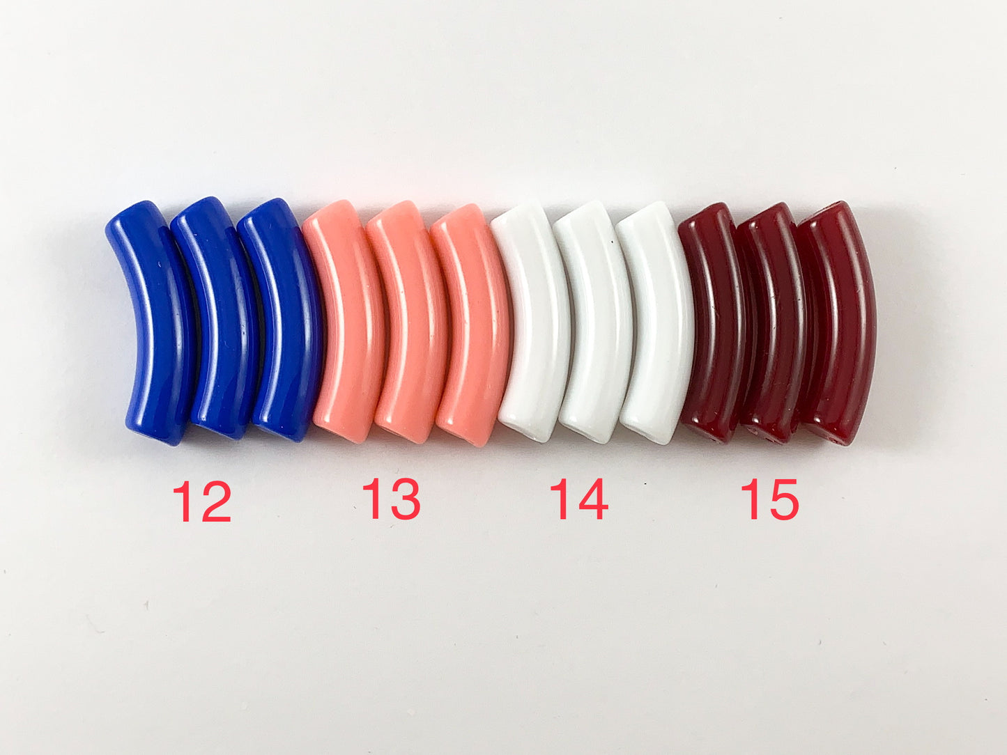 Acrylic Curved Skinny Tube Beads for Bracelet Making (Small) 12pcs