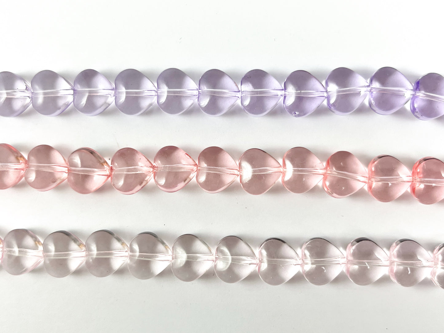 10mm Heart Shape Colorful Dyed Glass Beads Cute Transparent Glass Beads | 7 Colors Available Heart Beads for Valentine's Day Jewelry Making