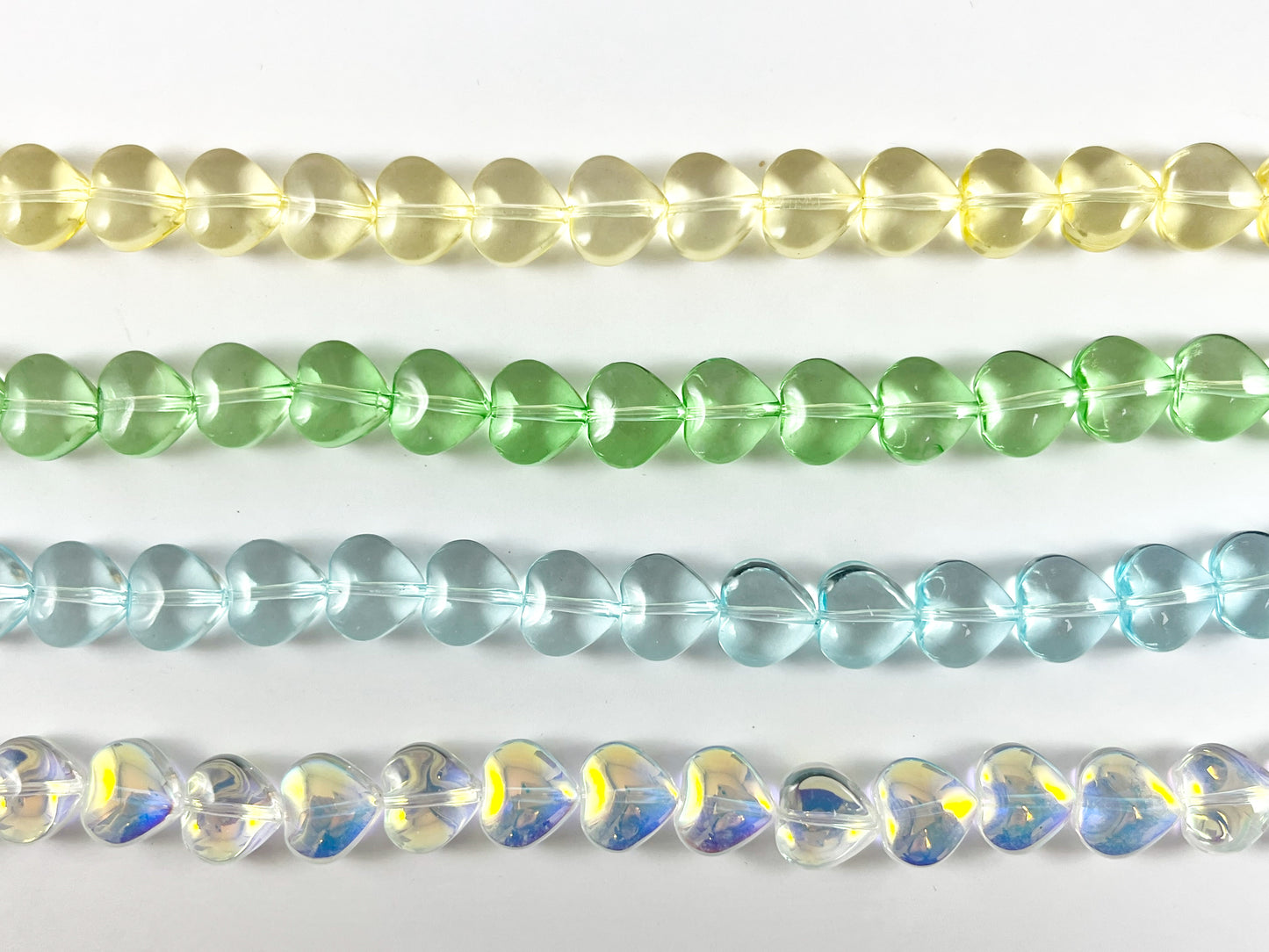 10mm Heart Shape Colorful Dyed Glass Beads Cute Transparent Glass Beads | 7 Colors Available Heart Beads for Valentine's Day Jewelry Making