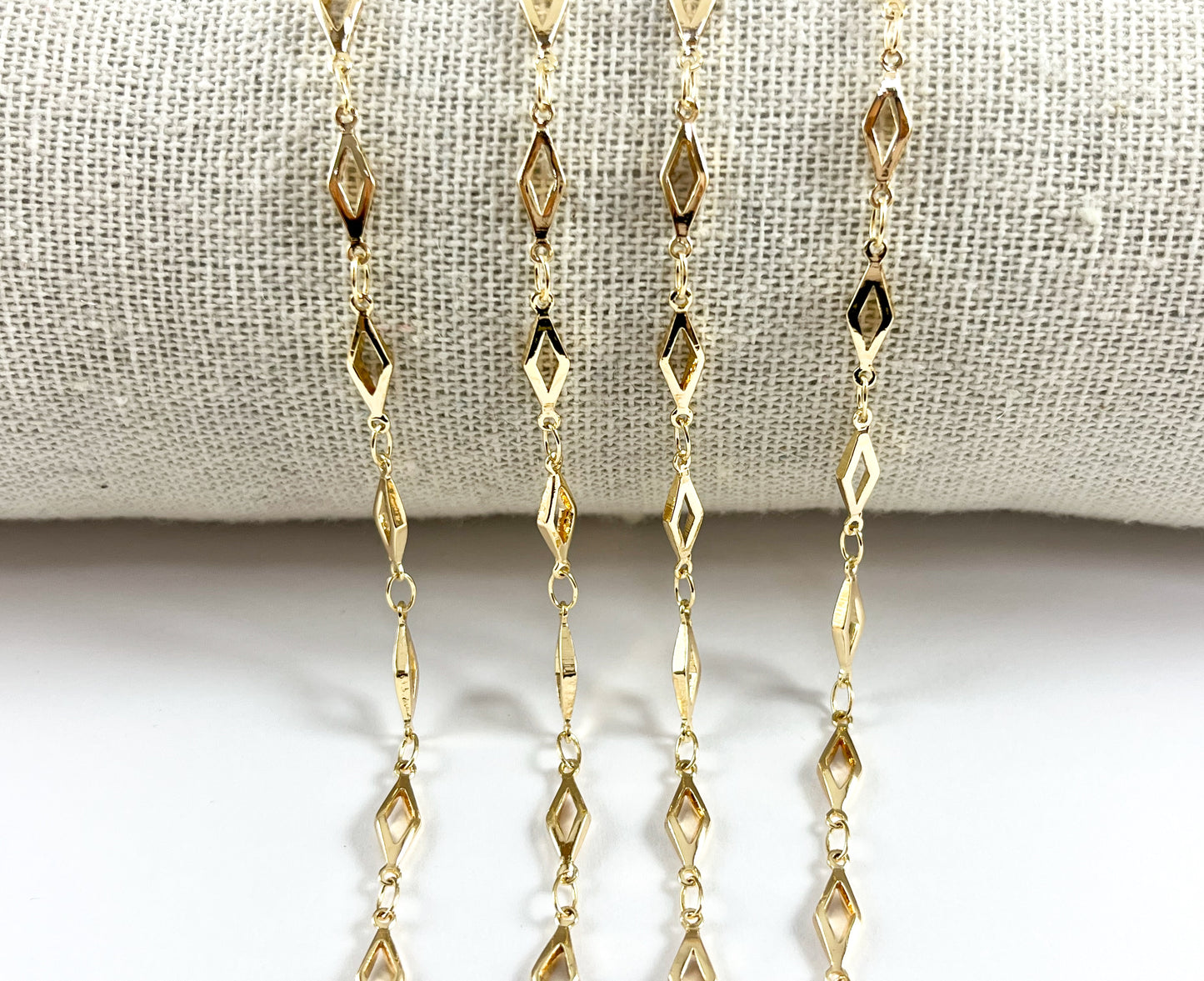 18K Gold Plated Dainty Skinny Diamond Shape Chain By The Yard for Necklace and Bracelet Making