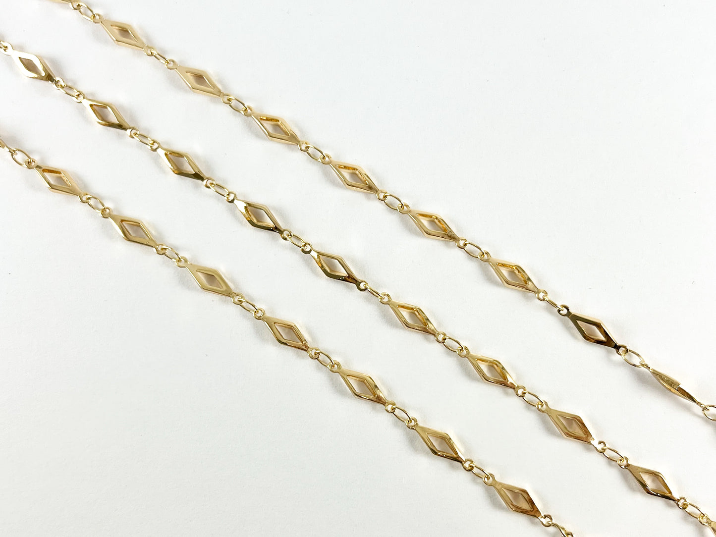 18K Gold Plated Dainty Skinny Diamond Shape Chain By The Yard for Necklace and Bracelet Making