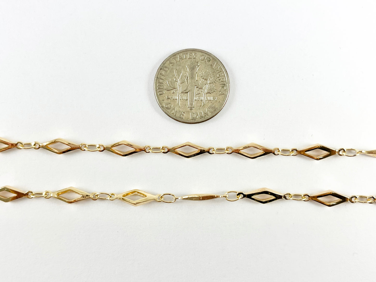 18K Gold Plated Dainty Skinny Diamond Shape Chain By The Yard for Necklace and Bracelet Making