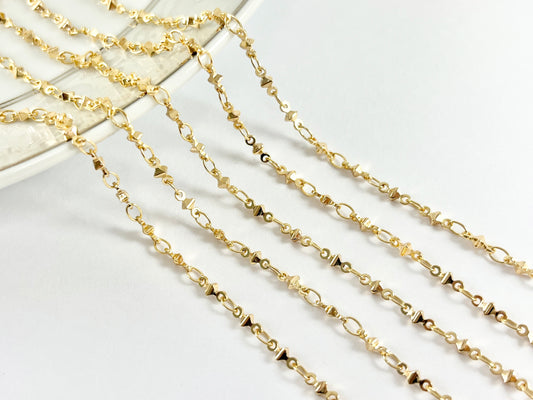 Minimalist Dainty Nugget 18K Gold Plated Chain for Necklace and Bracelet Making