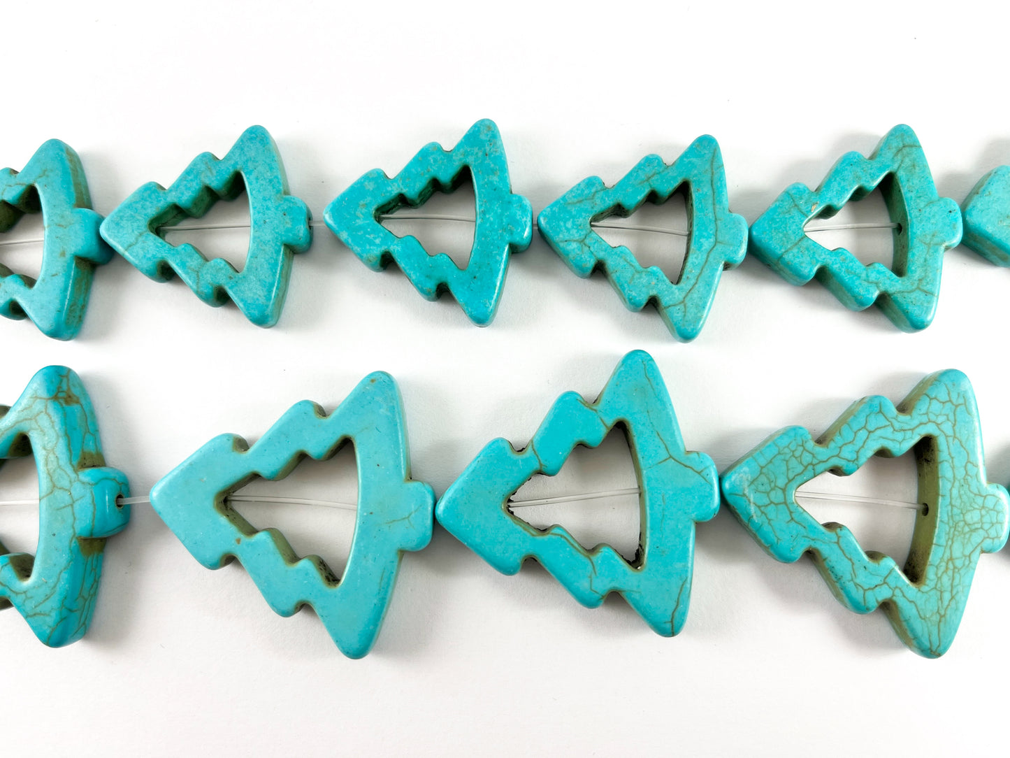 Cuentas planas huecas de color turquesa para árbol de Navidad, cuentas navideñas de tamaños pequeños y grandes, alrededor de 15"