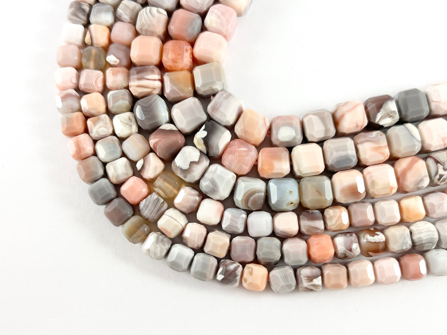 Pink Botswana Agate Hight Quality Faceted Cube Beads Natural Pastel Pink Color Stone 6mm 8mm