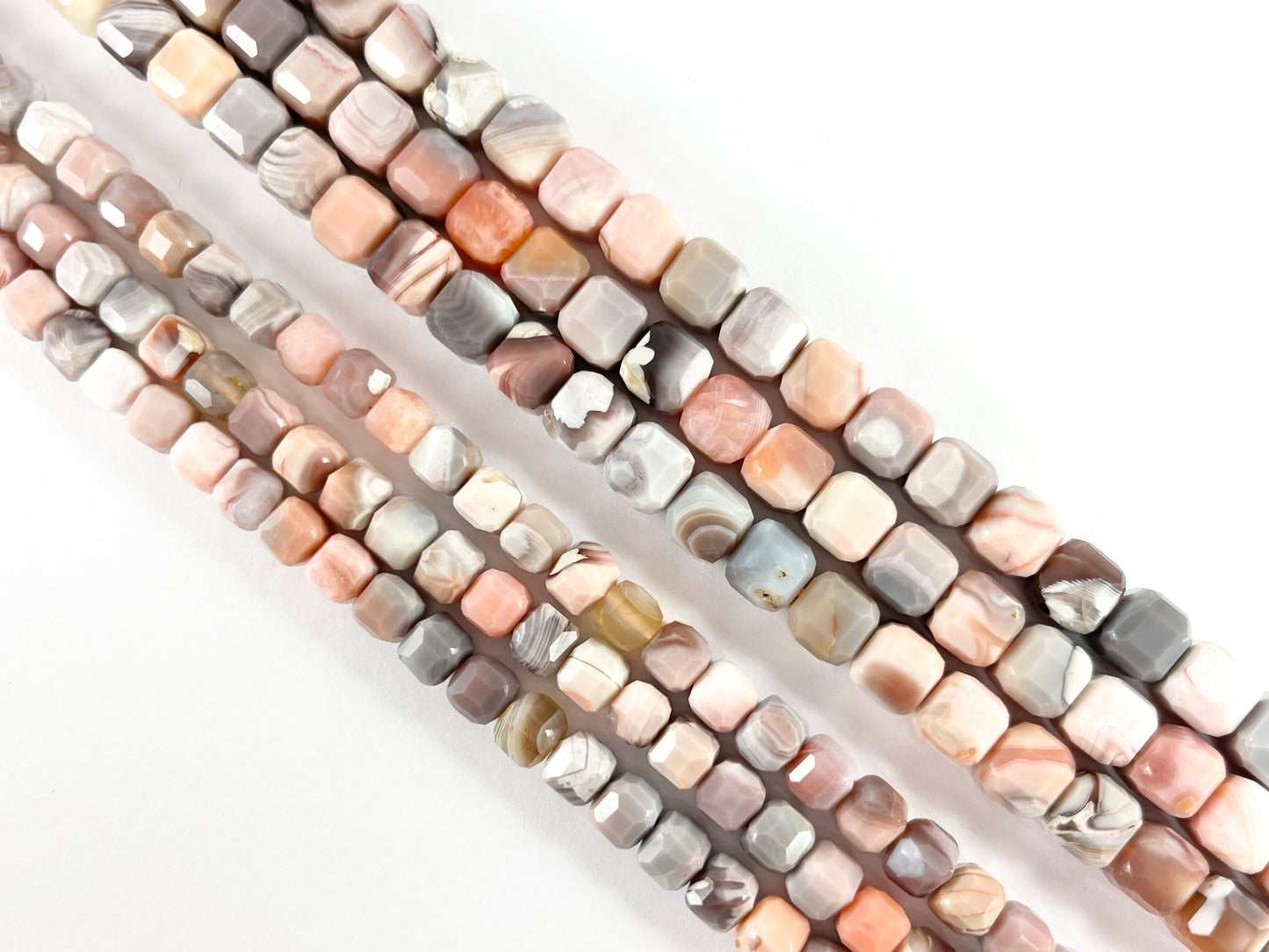 Pink Botswana Agate Hight Quality Faceted Cube Beads Natural Pastel Pink Color Stone 6mm 8mm