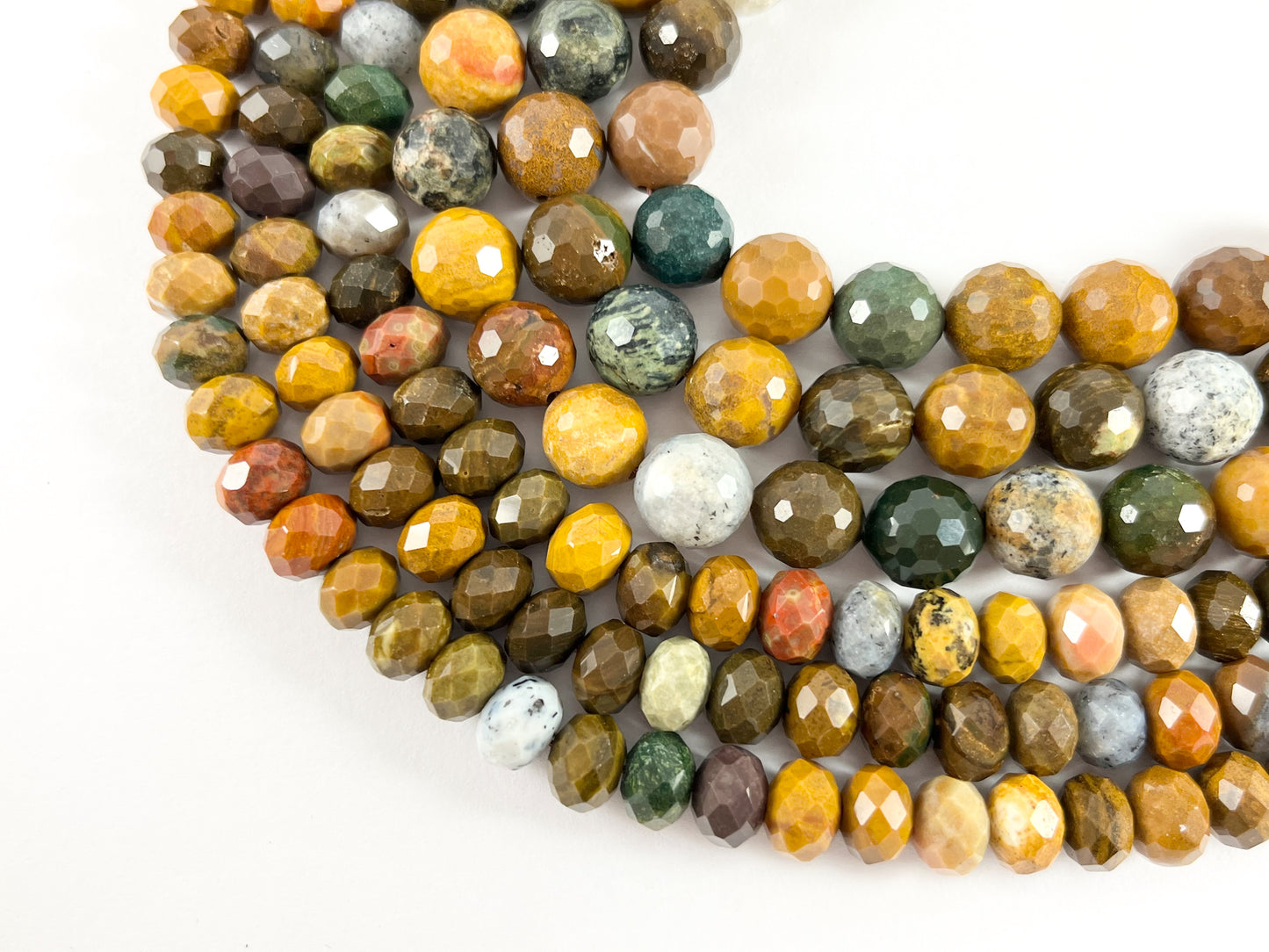 Jaspe oceánico amarillo de alta calidad, cuentas redondas de piedra Natural facetadas cortadas a mano, 6mm, 8mm, 10mm