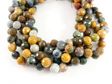 Load image into Gallery viewer, Hight Quality Yellow Ocean Jasper Hand Cut Faceted Natural Stone Round Rondelle Beads 6mm 8mm 10mm
