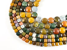 Load image into Gallery viewer, Hight Quality Yellow Ocean Jasper Faceted Cube and Coin Shape Natural Stone Beads
